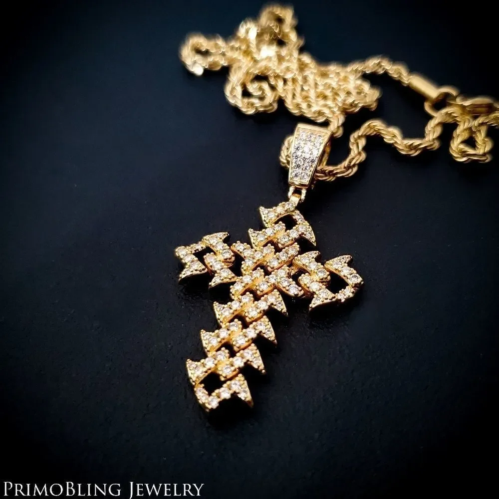 Gold Jagged Cross Necklace